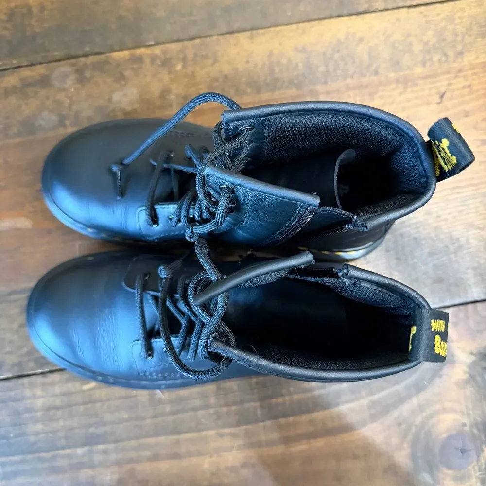 Dr. Martens Junior 1460 Softy T Leather Lace Up Boots Black Smooth Size US 3Y